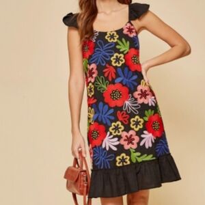 ANDREE BY UNIT Black Dress with Gold Embroidery